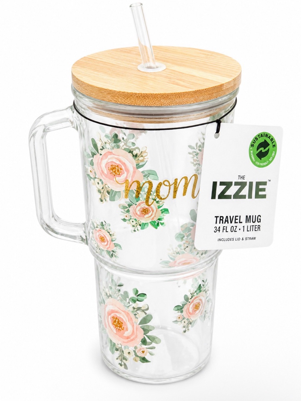 The Izzy Glass Rose Mom Travel Mug - NWT
